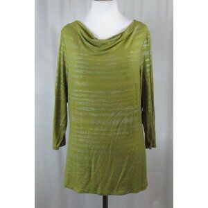 Coldwater Creek Green Gold Rayon Blend Stretch Top L 14